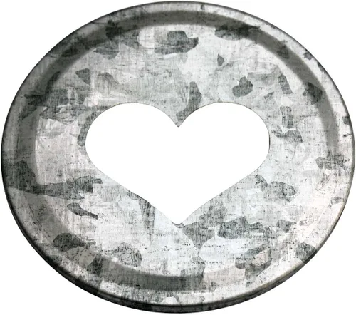 Vista 2 de Insertos de tapa de metal galvanizado con corte de corazón para tarros Mason (paquete de 10, boca ancha)