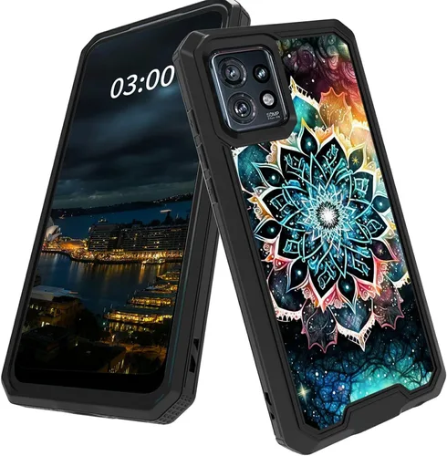 Vista 22 de Funda para Motorola Edge Plus para Moto Edge Plus 2023 con diseño de patrón de mariposa artística a prueba de caídas de policarbonato duro de doble