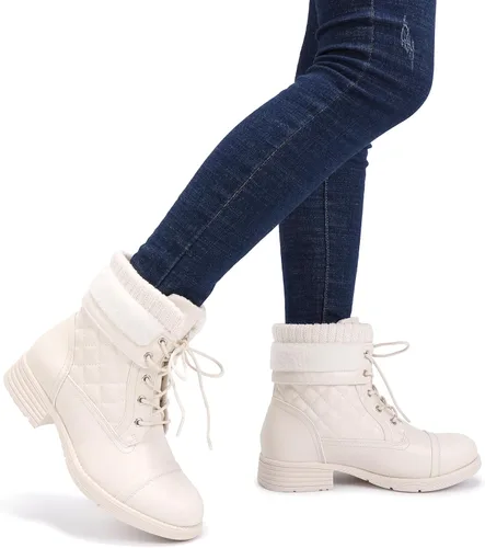Vista 42 de STQ Botas de combate con cordones para mujer