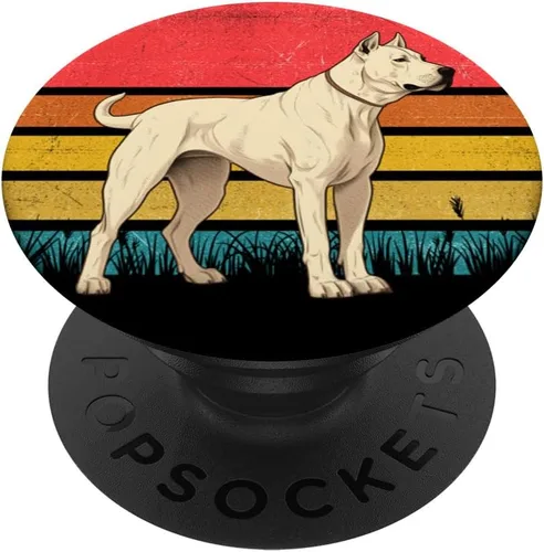Vista 6 de Dogo Argentino Sunset Retro Dog Diseño Vintage Mom Dad Kids PopSockets MagSafe PopGrip para iPhone