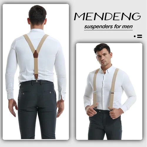 Vista 37 de MENDENG Tirantes de gancho giratorio de bronce vintage con 4 tirantes ajustables para hombre
