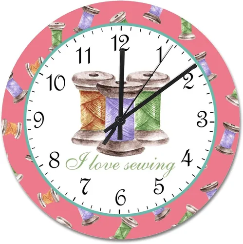 Vista 13 de ArogGeld Reloj de pared personalizado para sala de costura, botón de joya de color, 10 pulgadas, reloj de sala de manualidades, funciona