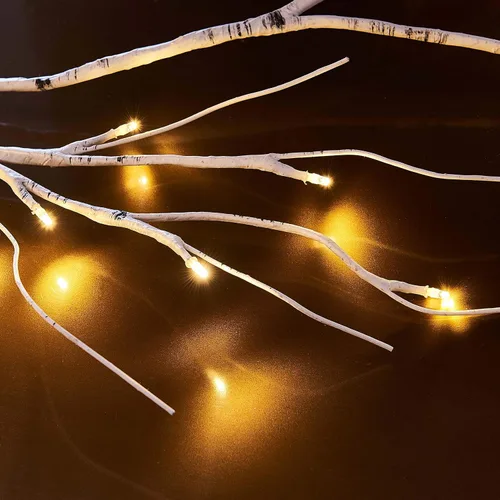 Vista 2 de Hairui Guirnalda de abedul iluminada, funciona con pilas, con 8 funciones, 48 luces blancas cálidas y multicolor, de 6 pies, guirnalda preiluminada