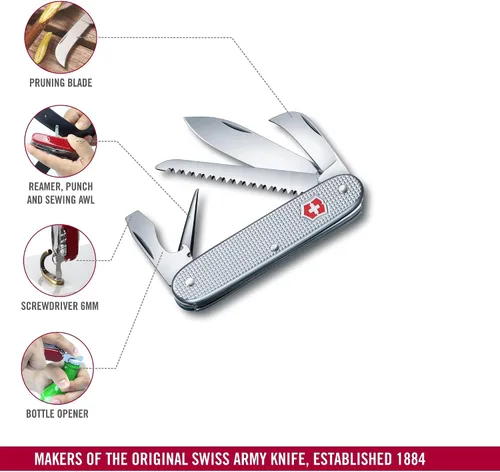 Vista 4 de Victorinox Swiss Army 7 Navaja Suiza, Navaja de Bolsillo de 7 Funciones Hecho en Suiza con 2 Hojas (Hoja Grande y de Poda), Sierra para Madera