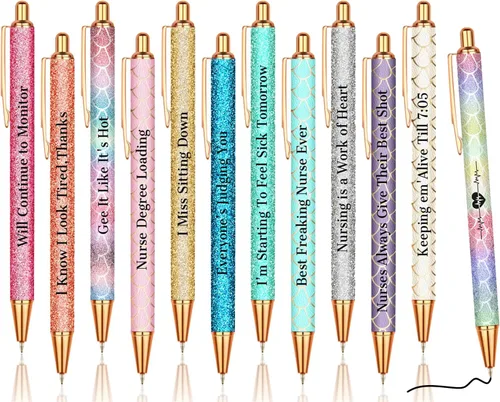 Vista 10 de Divertido juego de bolígrafos para enfermeras (24 bolígrafos) – Tu dosis diaria de humor Regalos de la semana de enfermeras para enfermeras