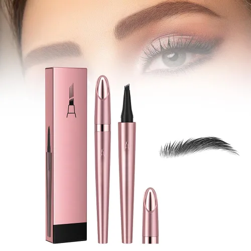 Vista 9 de 2 lápices de cejas impermeables, 4 puntas, maquillaje natural, trazo fino, mágico, 3D, microblading para mujeres (marrón oscuro)