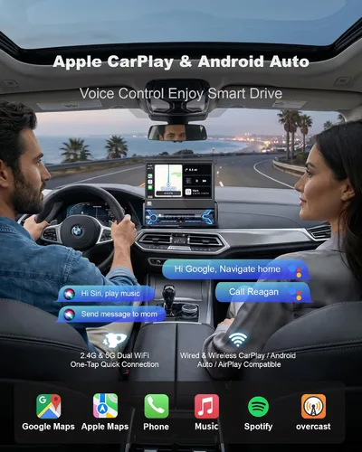 Vista 3 de Estéreo motorizado del coche de la pantalla táctil del solo DIN, Apple Gris