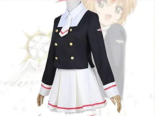 Vista 3 de Anime Cosplay Card Captor Sakura Cos uniforme japonés Daily Woman Niñas Kinomoto Sakura Cosplay traje Top+falda + corbata + calcetines (S)
