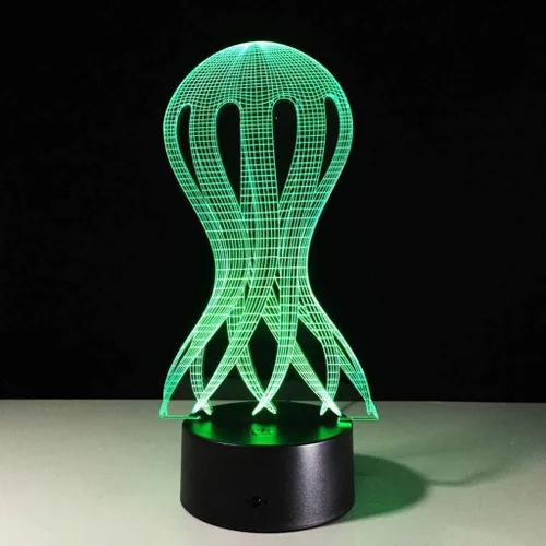 Vista 5 de Luz de medusa de pulpo, luz nocturna creativa USB 3D, lámpara de mesa para dormir, iluminación decorativa