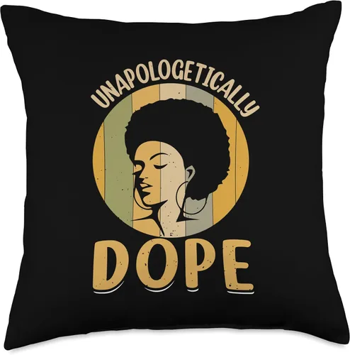 Vista 4 de Vintage Unapologetically Dope Black Afro Pride Melanin Queen Throw Pillow