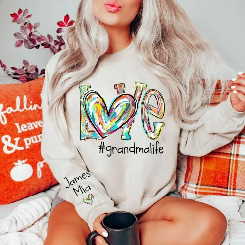 Vista 3 de Sudadera personalizada para abuela, sudadera para mamá, abuela, bruja, murciélago, Halloween, sudaderas en la manga