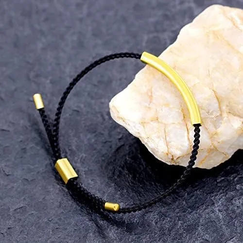 Vista 4 de Uloveido Pulseras de cuerda grabadas personalizadas, pulsera de barra fina de acero inoxidable a juego para mujeres y niñas, pulseras de cuerda
