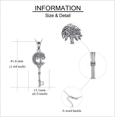 Vista 29 de ONEFINITY Collar de plata de ley 925 con diseño de árbol de la vida con colgante de nudo celta de concha de abulón para mujer