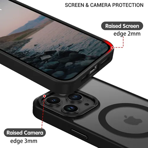 Vista 6 de BENTOBEN Funda magnética para iPhone 15 Pro Max, compatible con MagSafe, translúcida mate, esmerilada, antihuellas, delgada, a prueba de golpes