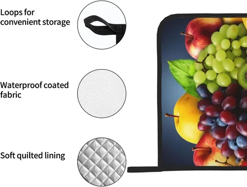 Vista 3 de Juego de 2 soportes para ollas con estampado de frutas, resistentes al calor, almohadillas calientes gruesas con bucle, resistentes al calor