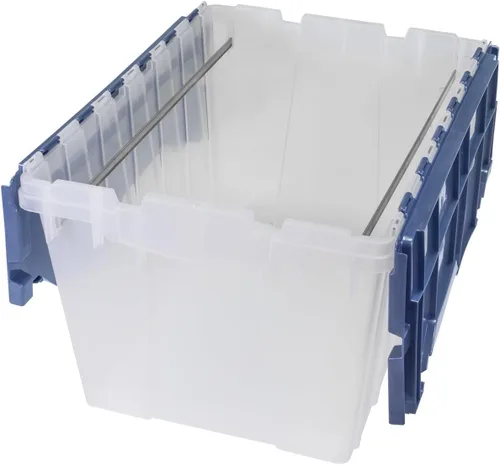 Vista 8 de Akro-Mils KeepBox Contenedor de almacenamiento de 12 galones, caja de almacenamiento de plástico apilable y anidable con tapa adjunta y rieles