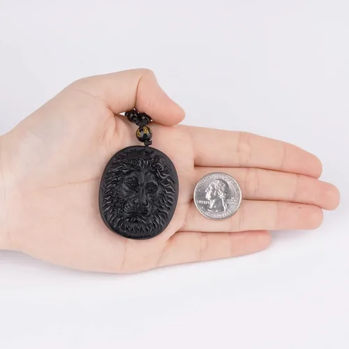 Vista 8 de ASGIFT Collar de la suerte de obsidiana, dije de protección de amuleto de piedra de poder con cadena de cuentas ajustable, cristal curativo, regalo