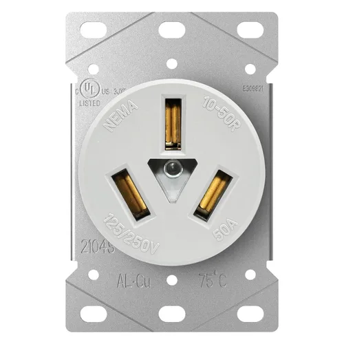 Vista 14 de AIDA NEMA10-30R Receptáculo de alimentación de montaje empotrado con placa frontal de acero inoxidable de 2 cuadras, toma de corriente de hoja recta