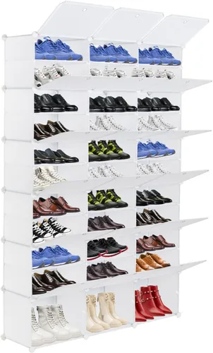 Vista 4 de Organizador de zapatos resistente caja de zapatos apilable que ahorra espacio, caja de zapatos transparente a prueba de polvo, caja de zapatos
