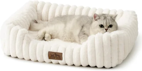 Vista 8 de COZY KISS Cama ortopédica para mascotas para gatos pequeños, cama rectangular lavable para mascotas con parte inferior antideslizante, cama suave