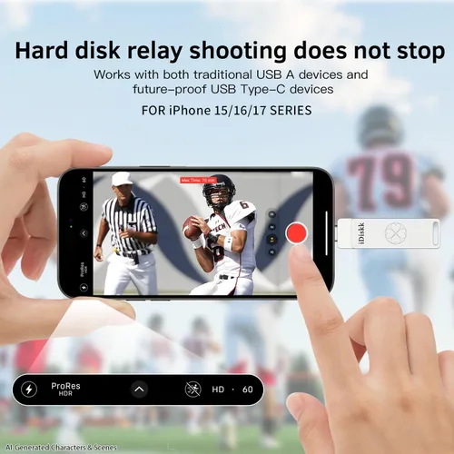 Vista 2 de iDiskk Unidad flash de 128 GB y 500 MB/s Photo Stick para USB C iPad/iPhone/MacBook, portátiles, teléfonos Android, fotos y videos de copia
