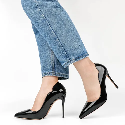 Vista 2 de COLETER Zapatos de vestir con punta puntiaguda de 4 pulgadas para mujer 02 negro