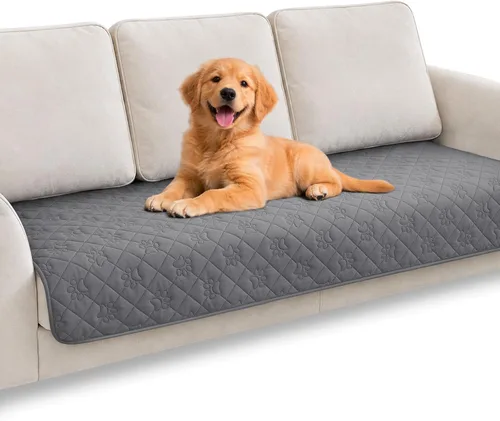 Vista 19 de PAWFINITY Funda de cama impermeable para perros, manta para mascotas lavable para colchón Gris