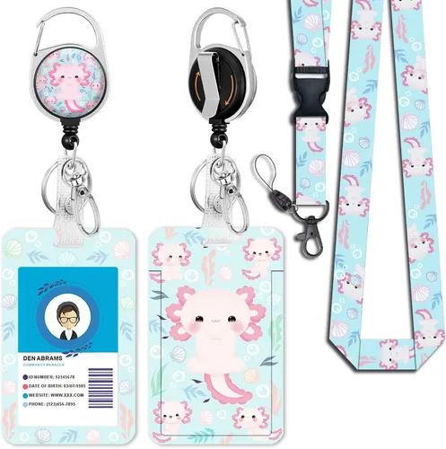 Vista 13 de Giancomics Soporte para tarjetas de identificación negro con cordón, cordones para insignias de identificación con carrete de insignia retráctil