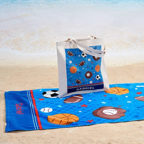 Vista 7 de Lillian Vernon All Sports Toalla personalizada para niños, bordada a medida con nombre o monograma, toallas infantiles extragrandes de 30 x 60