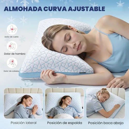 Vista 3 de A-Pce Almohada para dormir de lado, almohada refrescante para soporte de Almohadas ajustables de espuma viscoelástica para aliviar el dolor
