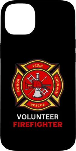 Vista 15 de Funda para iPhone 16 con logotipo de bomberos voluntarios con símbolo de bombero