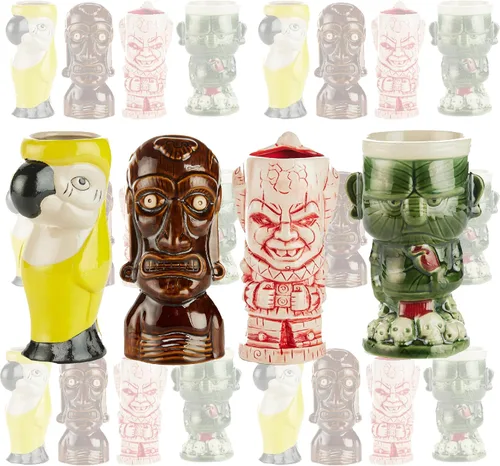Vista 13 de LEMONSODA Vasos de cerámica tiki hawaianos (cerámica, juego de 4)