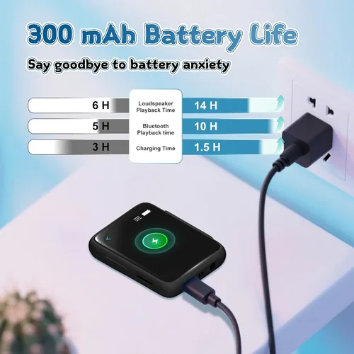 Vista 8 de Reproductor de MP3 para niños con Bluetooth y altavoz, reproductor de música portátil simple para niños, radio FM de 32 GB, lector de libros Negro