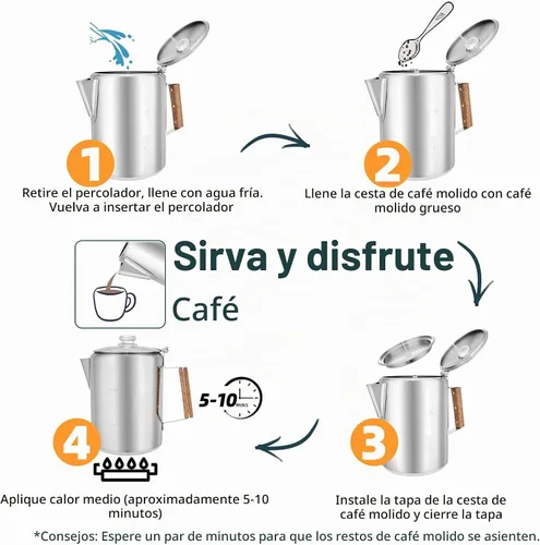 Vista 5 de MEREZA Cafetera de Camping Percoladora de 12 Tazas para Estufa Superior Cafetera de Café Percoladora sin Electricidad para Acampar Cafetera de Acero