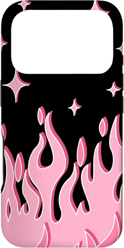 Vista 30 de Lindo patrón de llama rosa Grafitti Flames Pastel Goth Case para iPhone 17