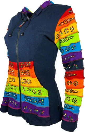 Vista 39 de Agan Traders Chaquetas bohemias con cremallera para mujer, con parches de teñido anudado, sudaderas ligeras con capucha para mujer 2025