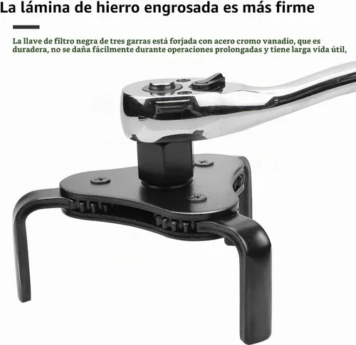 Vista 3 de Llave de filtro de aceite ajustable universal con 3 mandíbulas de 2-1/2 pulgadas a 4.5 pulgadas Kit de herramientas de llave de filtro de aceite