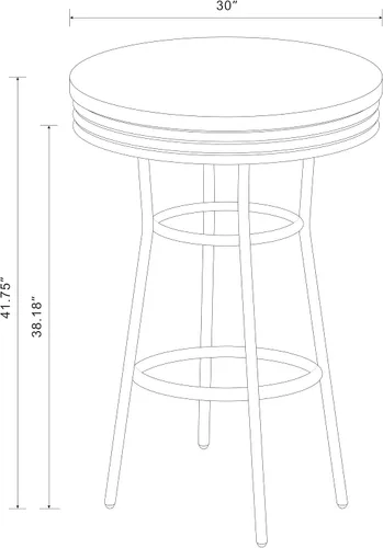 Vista 3 de Coaster Home Furnishings Retro 1950s Fuente de soda Diner Pub Altura Sala de Juegos Bar Mesa Negro Laminado Superior Acero Resistente Base Cromo 2405