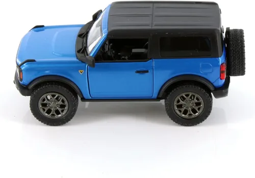 Vista 3 de Ford Bronco 2022 - Parte superior cerrada, azul - Kinsmart 5438DA/B - Modelo de automóvil fundido a presión a escala 1/34