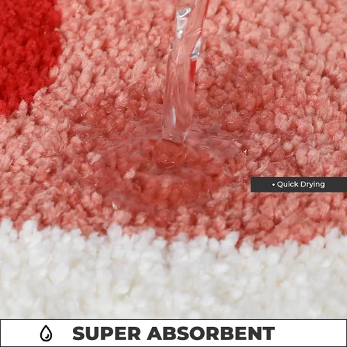 Vista 3 de Tapete de baño rojo súper absorbente, antideslizante y lavable a máquina, tapete grueso para baño (24 x 16 pulgadas, corazón rojo)