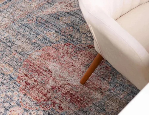 Vista 6 de Unique Loom Noble Collection - Alfombra de área tradicional, envejecida, vintage, geométrica, con borde (2' 2 x 3' 0 rectangular, azul/beige)
