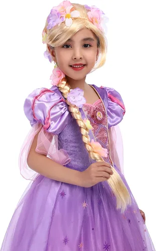 Vista 4 de Lingway Toys Disfraz de princesa de lujo para niñas, vestido de cosplay Rapunzel con accesorios