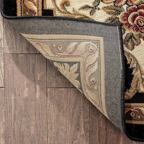Vista 4 de Alfombra de pastoral con medallón de tejido suave y grueso, estilo europeo, con diseño floral y tradicional, fácil de limpiar, moderna, clásica