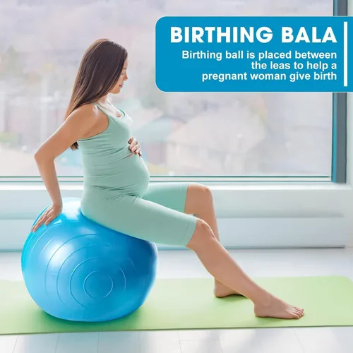 Vista 4 de Pelota de maní para niños Terapia, 90x45 cm Anti-explosión con bomba, pelota de ejercicio de calidad de gimnasio para yoga, físico, entrenamiento