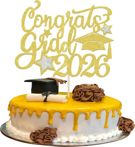 Vista 10 de 1 pieza de decoración para pastel de graduación 2026 con tapa de graduación con purpurina, diploma de tacón alto para niña, selección de pastel