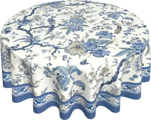 Vista 34 de Giwawa Mantel de Mesa Redondo con Bandera de EE. UU., Mantel Americano con Estrellas, Mariposas, Círculo, 152 cm. Mantel del 4 de julio, Día