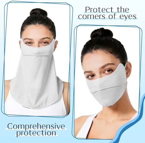 Vista 5 de 4 máscaras faciales de protección solar UV y polaina para el cuello, cubierta de bufanda UPF50+ transpirable diseño refrescante para actividades al