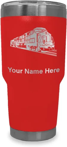 Vista 18 de LaserGram Vaso aislado al vacío de 20 onzas, tren de carga, grabado personalizado incluido (negro)