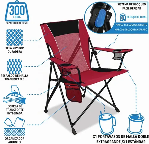 Vista 10 de Kijaro Dual Lock Pro - Silla plegable para ventilador deportivo, 26 pulgadas de largo x 35.5 pulgadas de ancho x 37 pulgadas de alto, Arizona