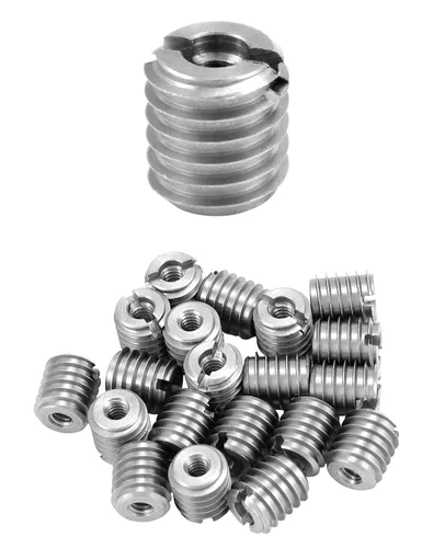 Vista 10 de QWORK Inserto roscado de acero inoxidable para madera dura, roscas internas 1/4-20, paquete de 20 insertos de tuerca de 5/8" de largo para maderas